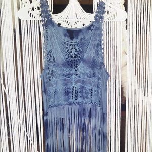 Boho crochet fringe top